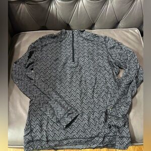 Smartwool 1/4 Zip Merino Wool Long Sleeve Pullover Womens Large Black Zig Zag
